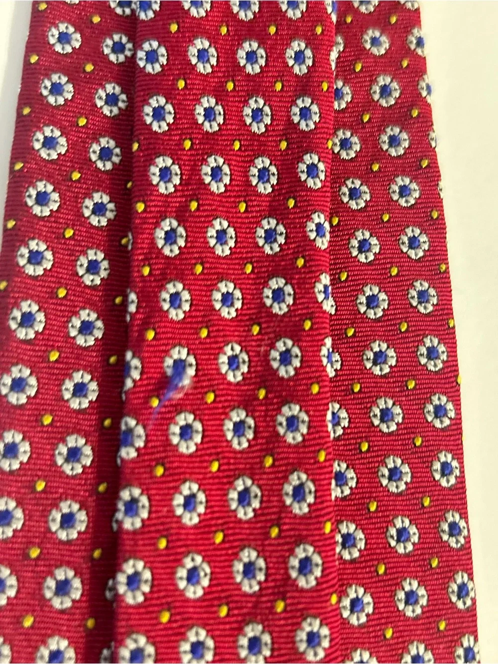 VTG Lauren Ralph Lauren Red Silk Foulard Medallion Micro Floral Mens Necktie Tie